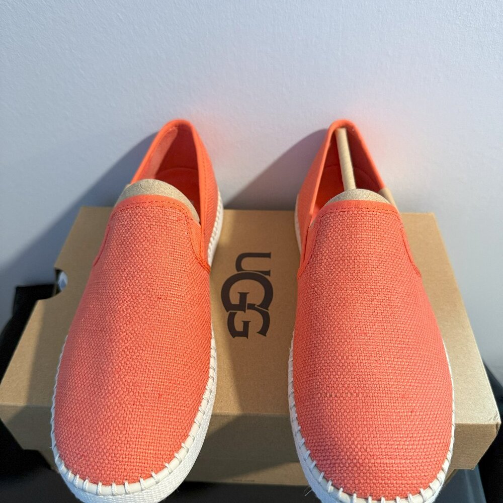 UGG Luciah Sneaker Shoes Peach Bliss Espadrille Stitch Canvas Slip-On Women's 7